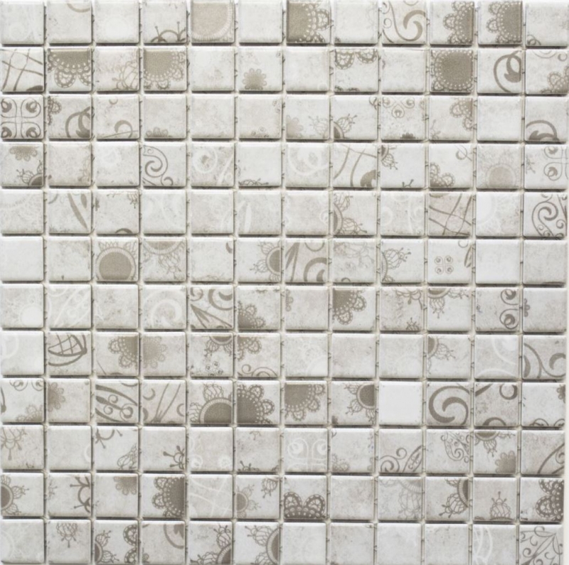 Piastrelle di mosaico retro vintage in ceramica grigio kaki backsplash cucina backsplash MOS18D-1402_f | 10 tappetini di mosaico