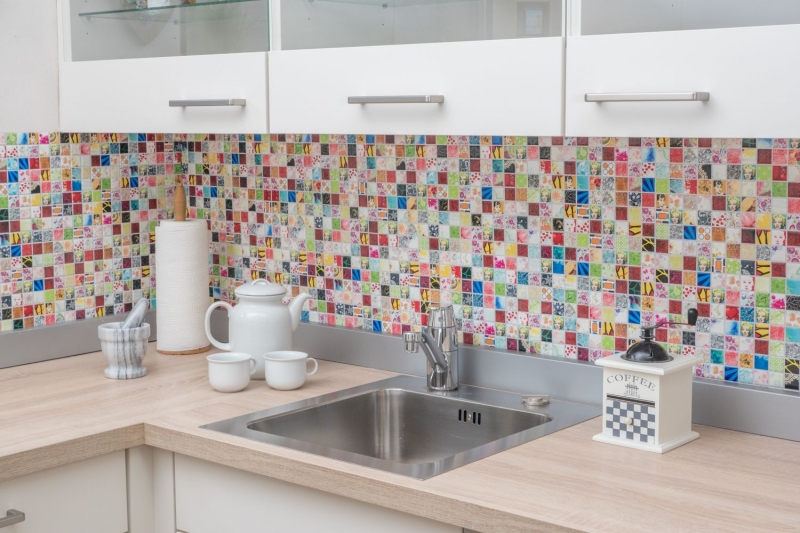 colorful mosaic tiles retro vintage POP UP Marilyn Monroe ceramic kitchen splashback MOS18D-1605_f | 10 mosaic mats