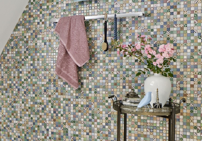 colorful mosaic tiles spanish look retro vintage ceramic mosaic shower wall MOS18D-1616_f | 10 mosaic mats