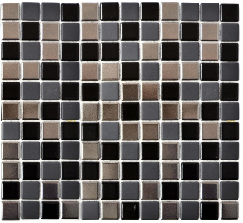 Mosaikfliesen Keramik schwarz silber anthrazit chrome Küchenrückwand MOS18-0317_f | 10 Mosaikmatten