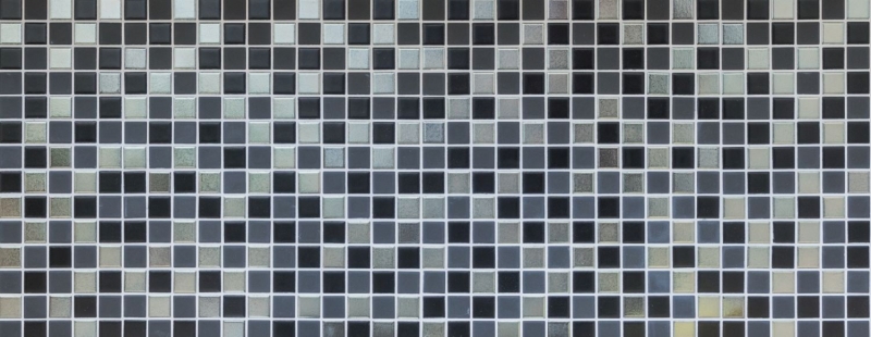 Carreaux de mosaïque Céramique noir argent anthracite chrome Fond de cuisine MOS18-0317_f | 10 Tapis de mosaïque