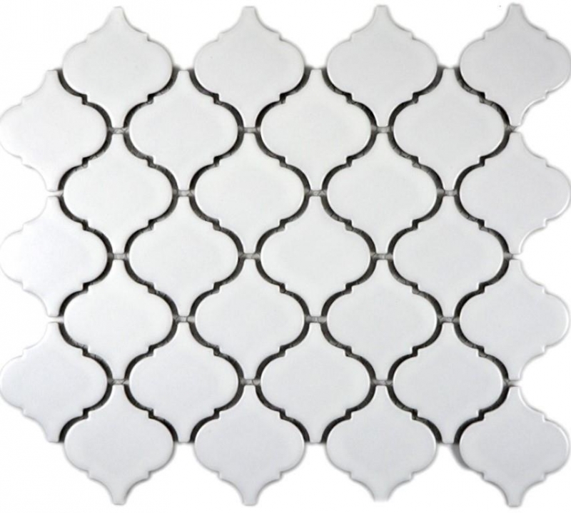 Piastrelle di mosaico vintage in ceramica fiorentina bianco opaco MOS13-11WM_f | 10 tappetini di mosaico