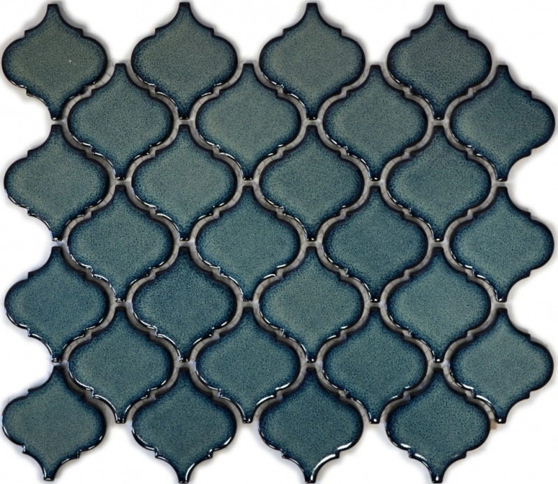 Retro vintage mosaic tiles ceramic Florentine blue speckled glossy wall MOS13-0408_f | 10 mosaic mats