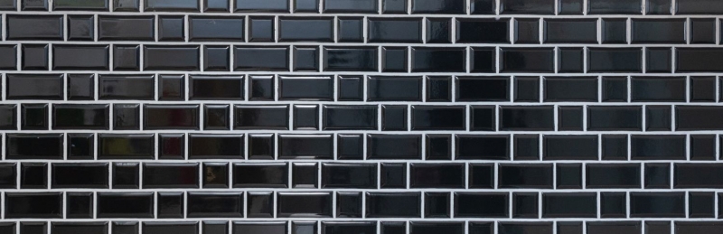 Metro Subway mosaic tiles ceramic black tile backsplash kitchen MOS26WM-0301_f | 10 mosaic mats