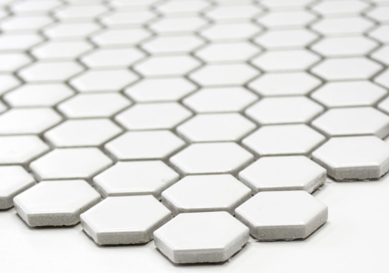 Mosaic tiles ceramic hexagon white matt wall shower tile mirror wall tiles MOS11A-0111_f | 10 mosaic mats