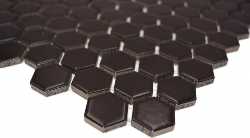 Mosaic tiles ceramic hexagon black matt shower splashback tile backsplash MOS11A-0311_f | 10 mosaic mats