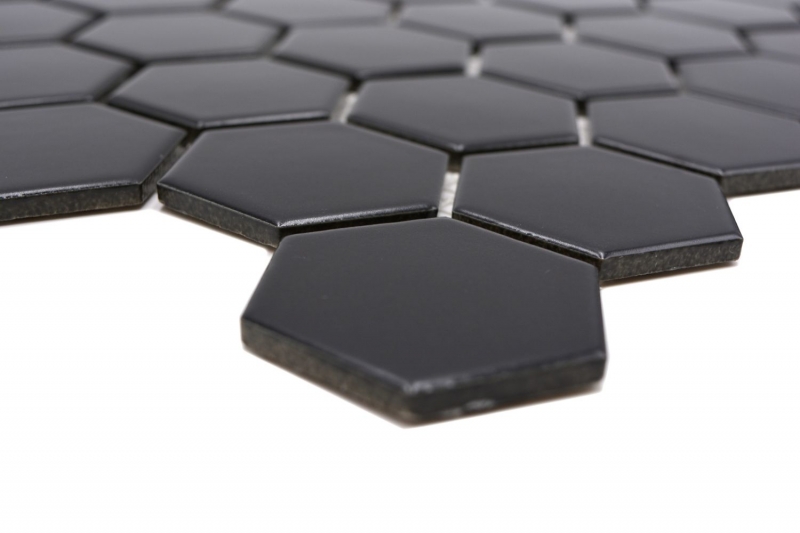 Mosaikfliesen Keramik Hexagon schwarz matt Fliesenspiegel Küchenrückwand MOS11B-0311_f | 10 Mosaikmatten