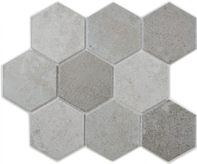 Mosaikfliesen Keramik grau Hexagon Zement Küche Fliese WC Badfliese MOS11F-0204_f | 10 Mosaikmatten