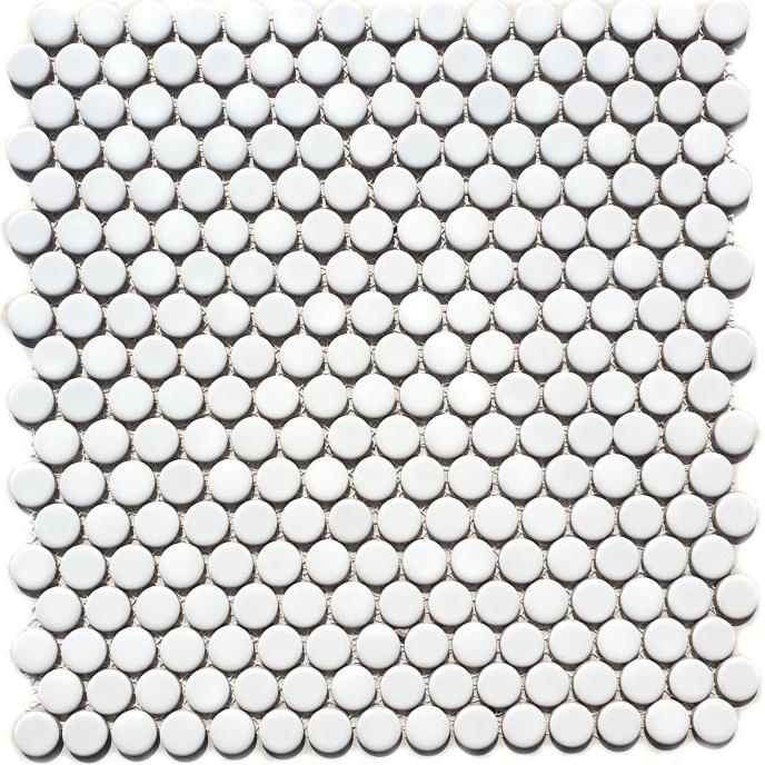 Button mosaic LOOP round mosaic white glossy wall kitchen shower BAD MOS10-0102_f | 10 mosaic mats