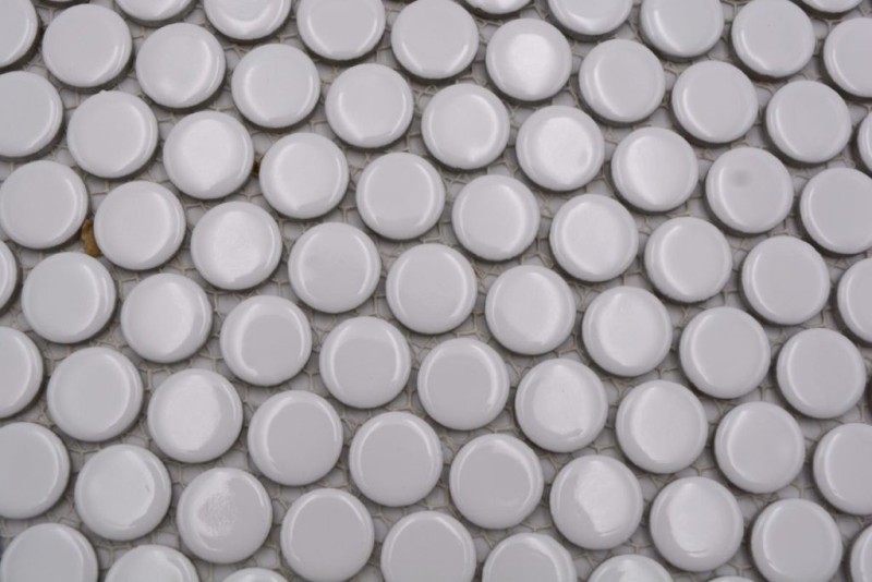 Knopfmosaik LOOP Rundmosaik weiß glänzend Wand Küche Dusche BAD MOS10-0102_f | 10 Mosaikmatten