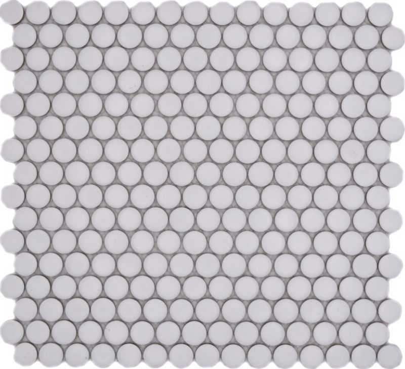 Knopfmosaik LOOP Rundmosaik weiß matt Wand Küche Dusche BAD MOS10-0111_f | 10 Mosaikmatten