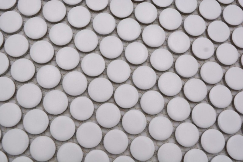 Knopfmosaik LOOP Rundmosaik weiß matt Wand Küche Dusche BAD MOS10-0111_f | 10 Mosaikmatten