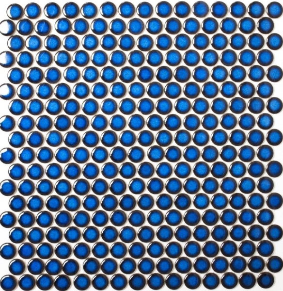 Button mosaic LOOP round mosaic dark blue cobalt wall kitchen shower BATH MOS10-0405_f | 10 mosaic mats