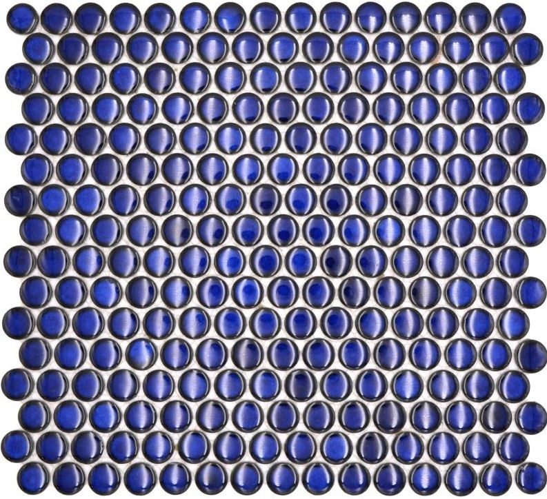 Knopfmosaik LOOP Rundmosaik dunkelblau kobalt Wand Küche Dusche BAD MOS10-0405_f | 10 Mosaikmatten