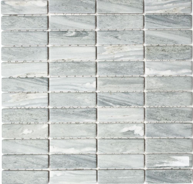 Piastrella a mosaico in ceramica tondini effetto pietra grigio piastrella da parete bagno MOS24-STSO23_f | 10 tappetini a mosaico