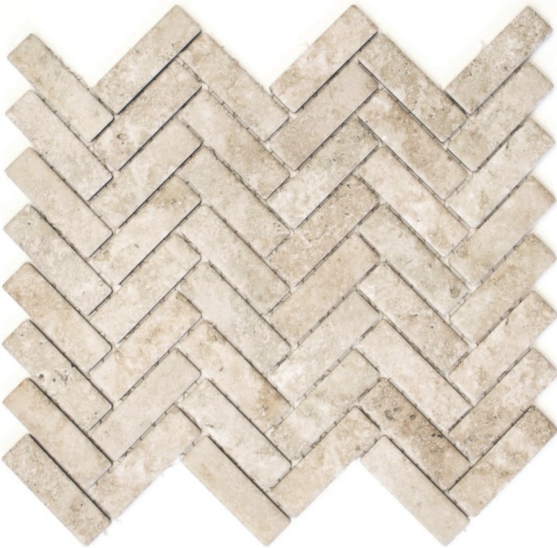 Mosaik Fliese Keramik Fischgrät Steinoptik beige Fliesenspiegel Küche MOS24-SO76_f | 10 Mosaikmatten