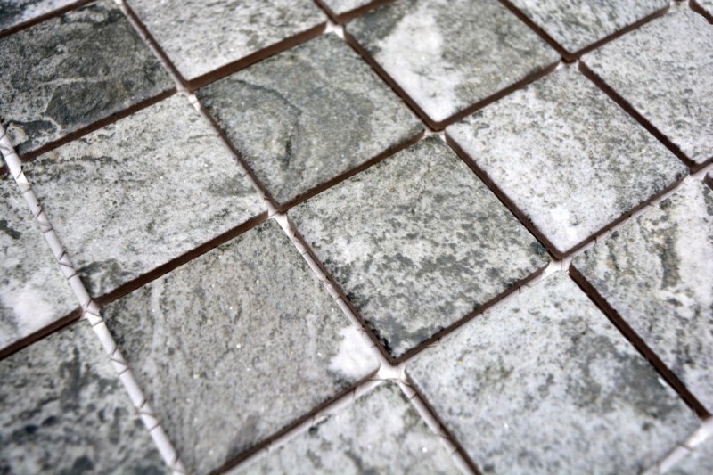 Mosaic tile natural stone look gray structure kitchen splashback MOS16-HWA4GY_f | 10 mosaic mats