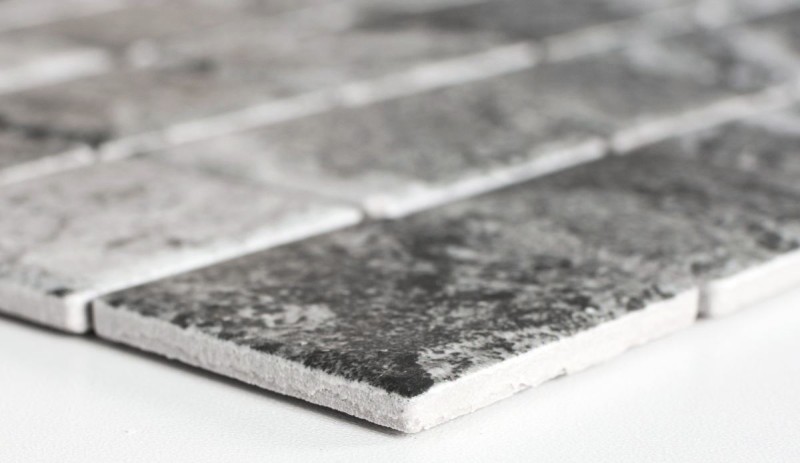 Mosaic tile natural stone look gray structure kitchen splashback MOS16-HWA4GY_f | 10 mosaic mats