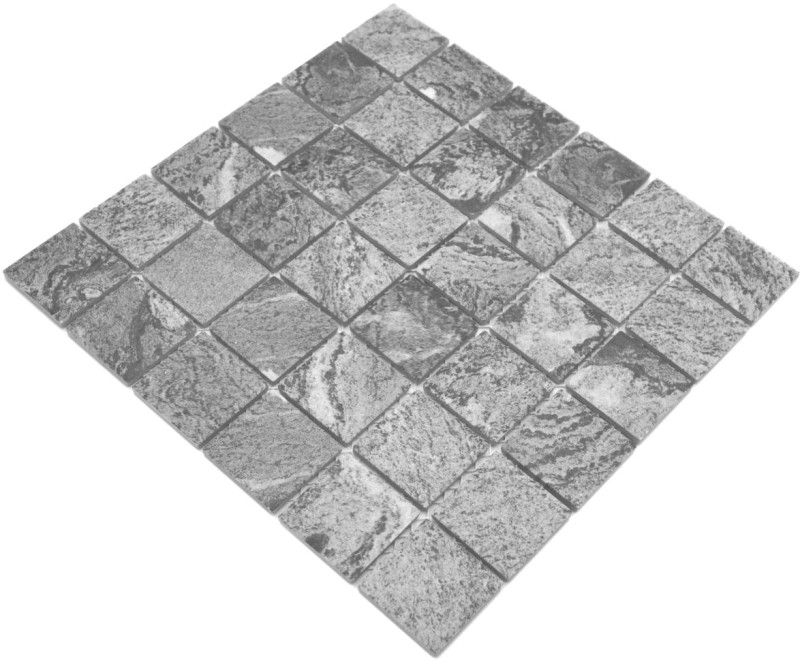Piastrella a mosaico effetto pietra naturale struttura grigia per lalzatina della cucina MOS16-HWA4GY_f | 10 tappetini a mosaico