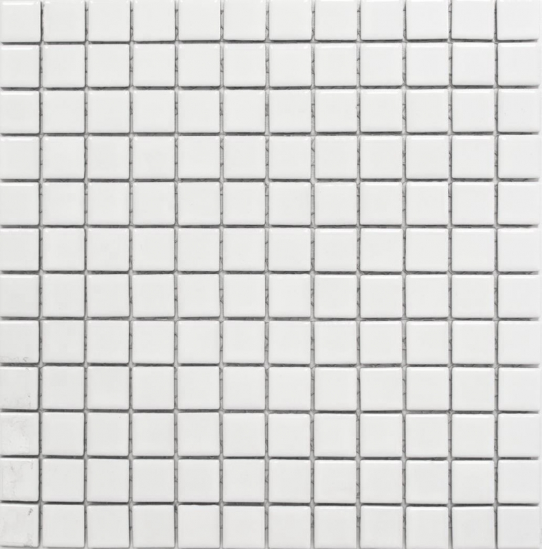 Mosaico ceramico per doccia BIANCO LUCIDO Piastrella per bagno Rivestimento per cucina MOS18D-0101_f