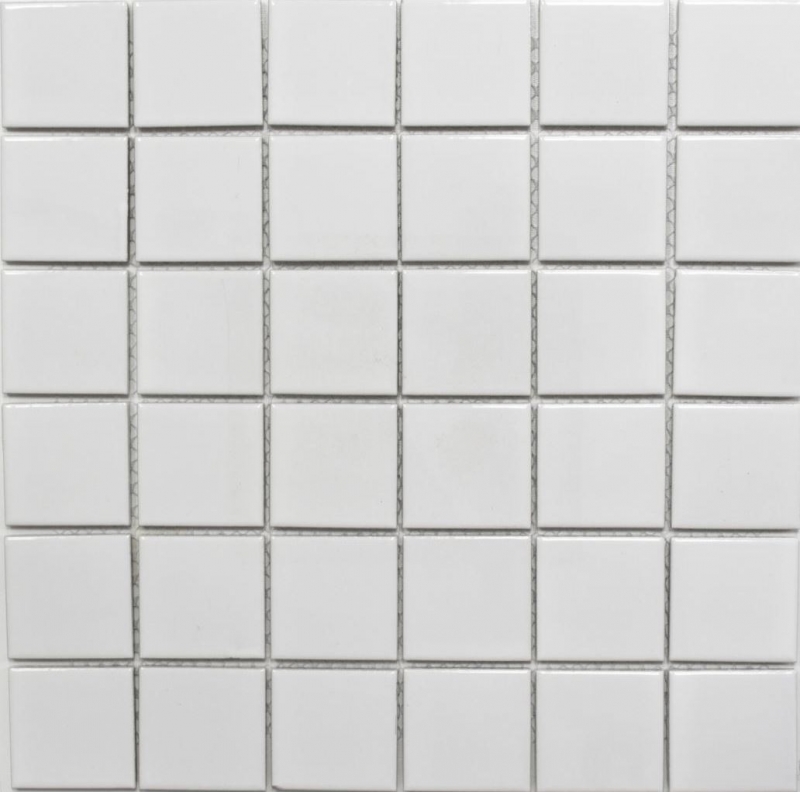 Mosaik Fliese Keramik weiß glänzend Fliesenspiegel Badezimmerwand MOS16B-0101_f