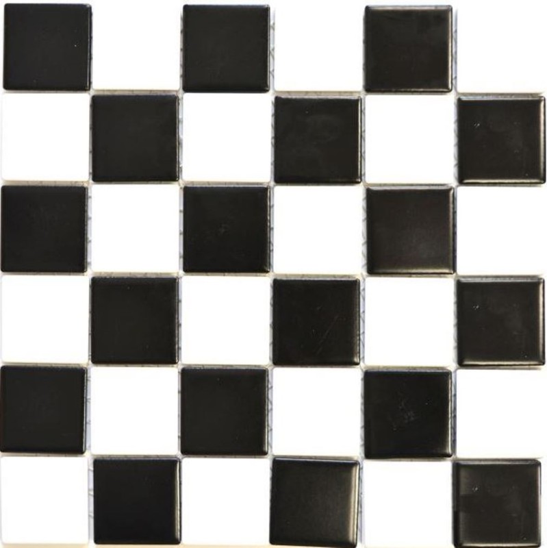 Mosaikfliese Keramik weiß schwarz matt Schachbrett Fliesenspiegel MOS16-CD202_f