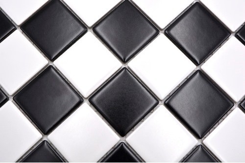 Mosaic tile ceramic white black matt chessboard tile backsplash MOS16-CD202_f