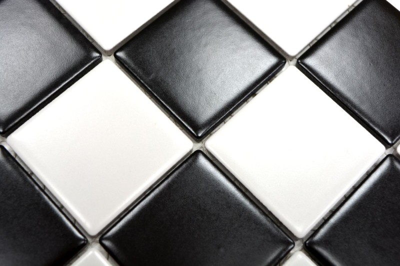 Piastrella a mosaico in ceramica bianca nera opaca a scacchiera MOS16-CD202_f