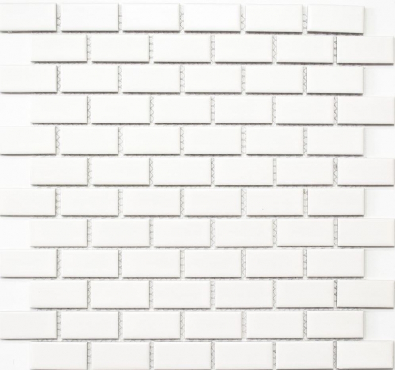 Mosaïque Carreau céramique Brick blanc mat Revêtement de baignoire MOS24-03WM_f