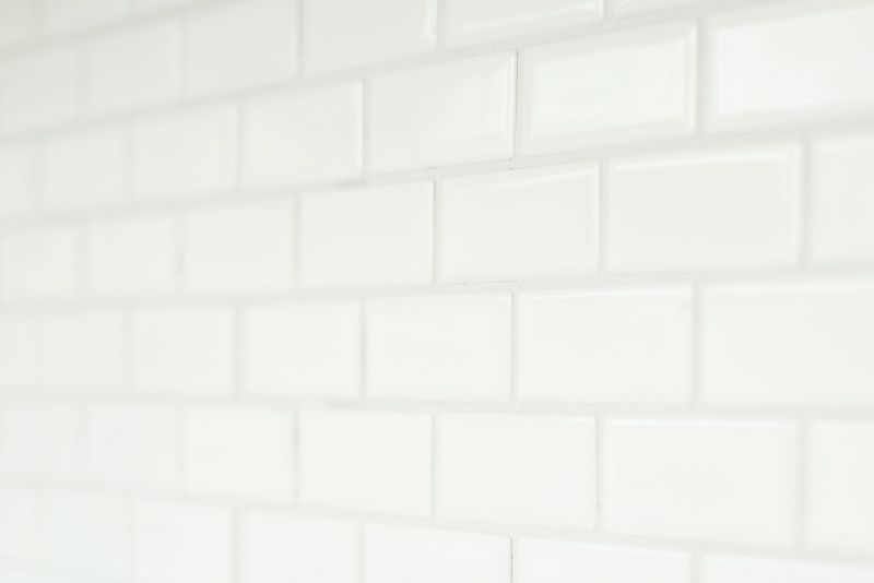 Mosaik Fliese Keramik Brick weiß matt Badewannenverkleidung MOS24-03WM_f