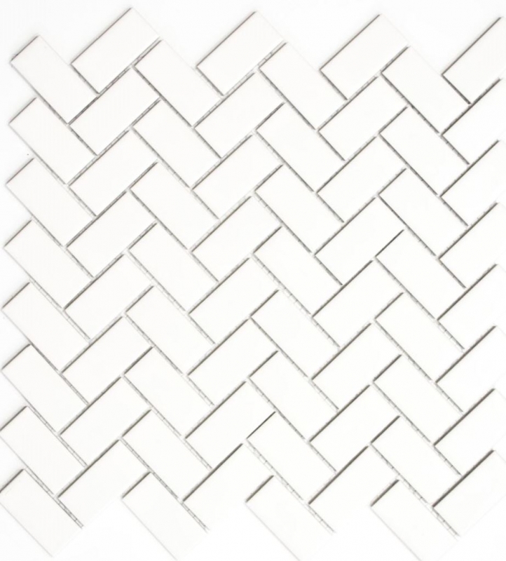 Mosaic tile ceramic herringbone white matt bathtub cladding MOS24-CHB05WM_f