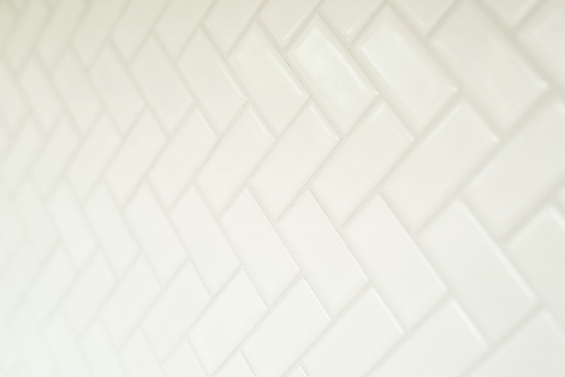 Mosaic tile ceramic herringbone white matt bathtub cladding MOS24-CHB05WM_f