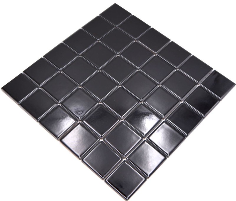 Mosaik Fliese Keramik schwarz glänzend Fliesenspiegel Küchenrückwand MOS16B-0301_f
