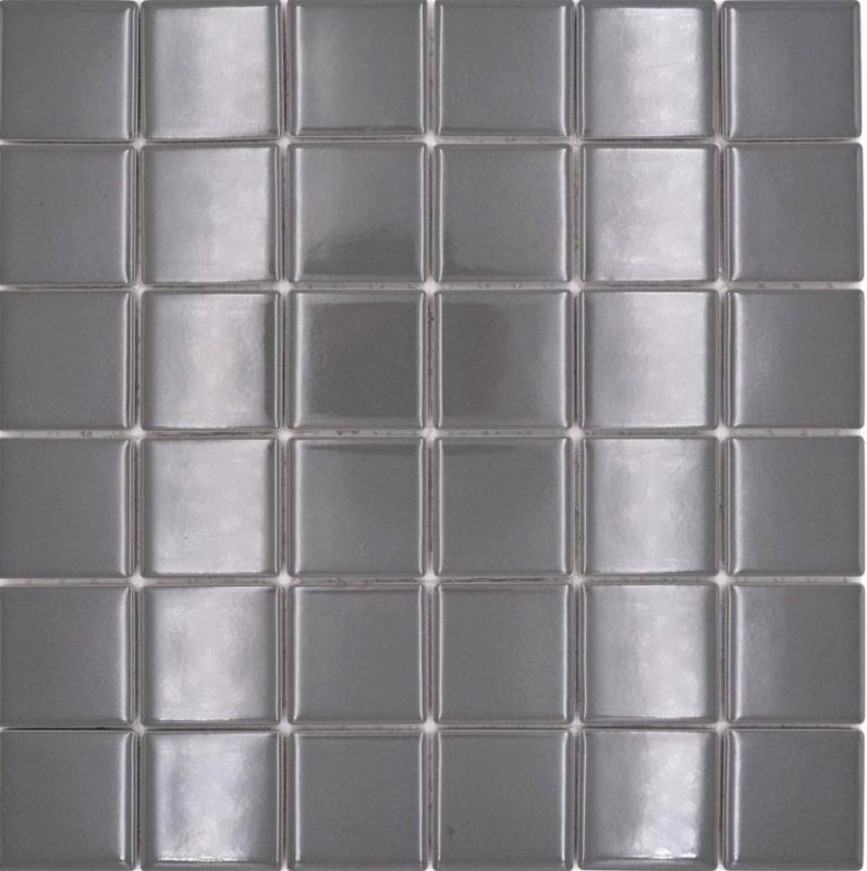 Mosaic tile ceramic metal gray glossy tile backsplash kitchen wall MOS16B-0204_f