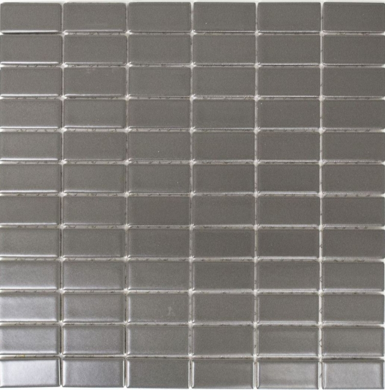 Piastrella a mosaico ceramica metallo grigio aste metallo opaco MOS24B-0211_f