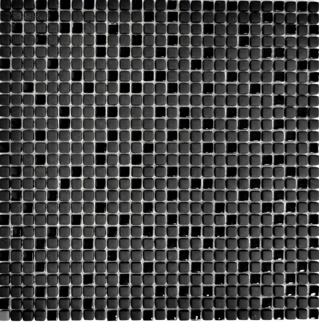 Mosaïque ECO GLAS Enamel noir mat MOS140-01B_f | 10 Tapis de mosaïque