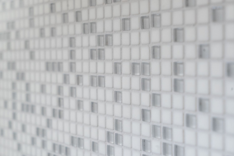 Piastrella di mosaico ECO GLAS Smalto bianco opaco MOS140-07W_f | 10 tappetini di mosaico