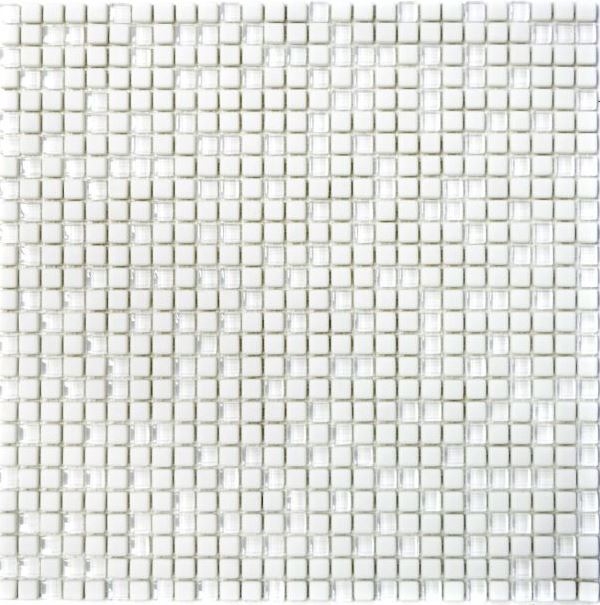 Piastrella di mosaico ECO GLAS Smalto bianco opaco MOS140-07W_f | 10 tappetini di mosaico