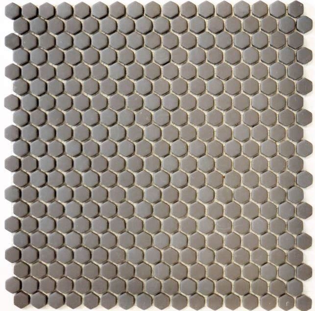 Mosaïque ECO GLAS Hexagon Enamel gris brun mat MOS140-HX15G_f | 10 Tapis de mosaïque