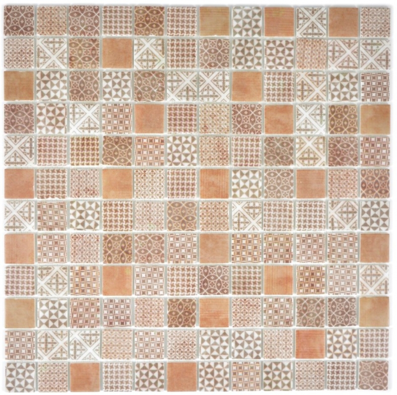 Mosaico vintage retrò ECO GLAS patchwork marrone MOS145-P-70_f | 10 tappeti mosaico