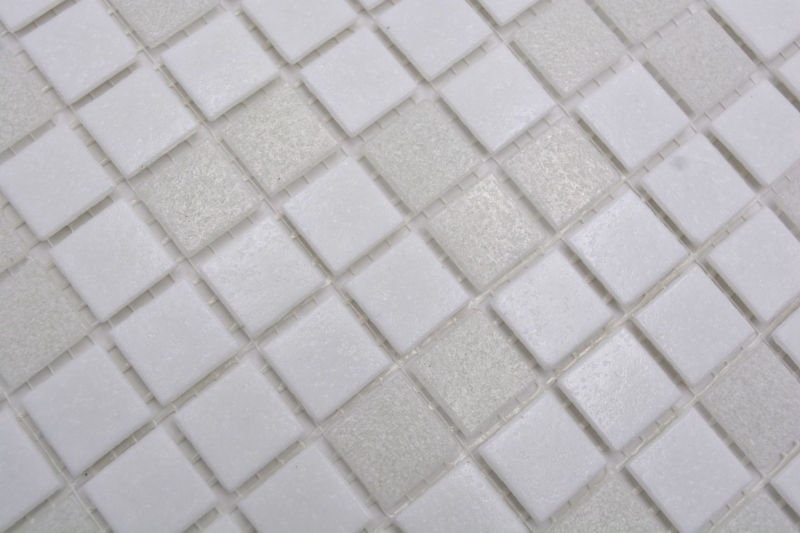 Mosaic tile glass white wall tile bathroom tile shower splashback tile mirror MOS52-0103_f | 10 mosaic mats