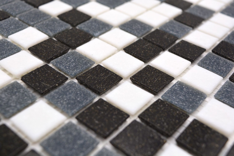 Mosaic tile glass wall tile bathroom tile shower splashback tile backsplash white gray black MOS52-0302_f | 10 mosaic mats