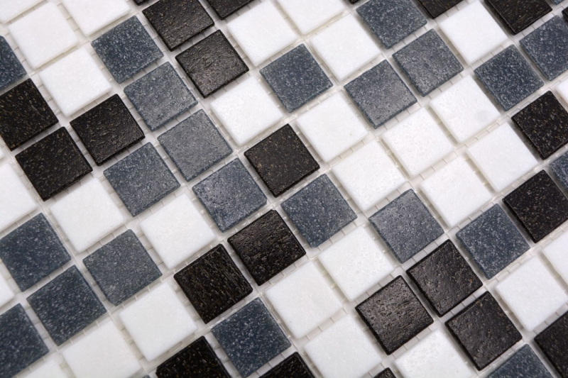 Carreau mosaïque en verre Carreaux muraux Carrelage de salle de bain Dos de douche Miroir de carrelage blanc gris noir MOS52-0302_f | 10 Tapis de mosaïque