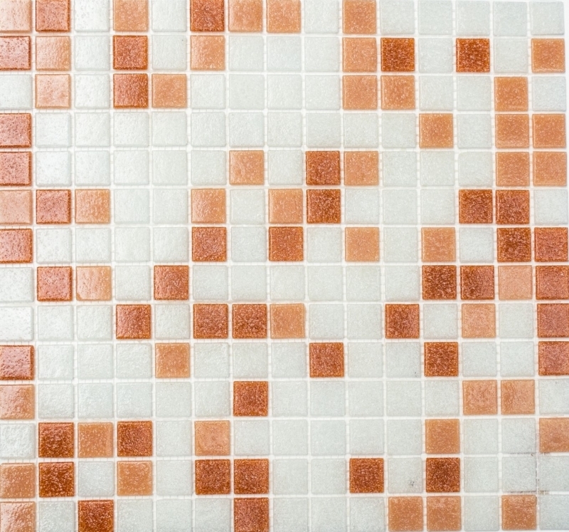 Mosaic tile glass wall tile bathroom tile shower splashback tile mirror white brown dark brown MOS52-1002_f | 10 mosaic mats