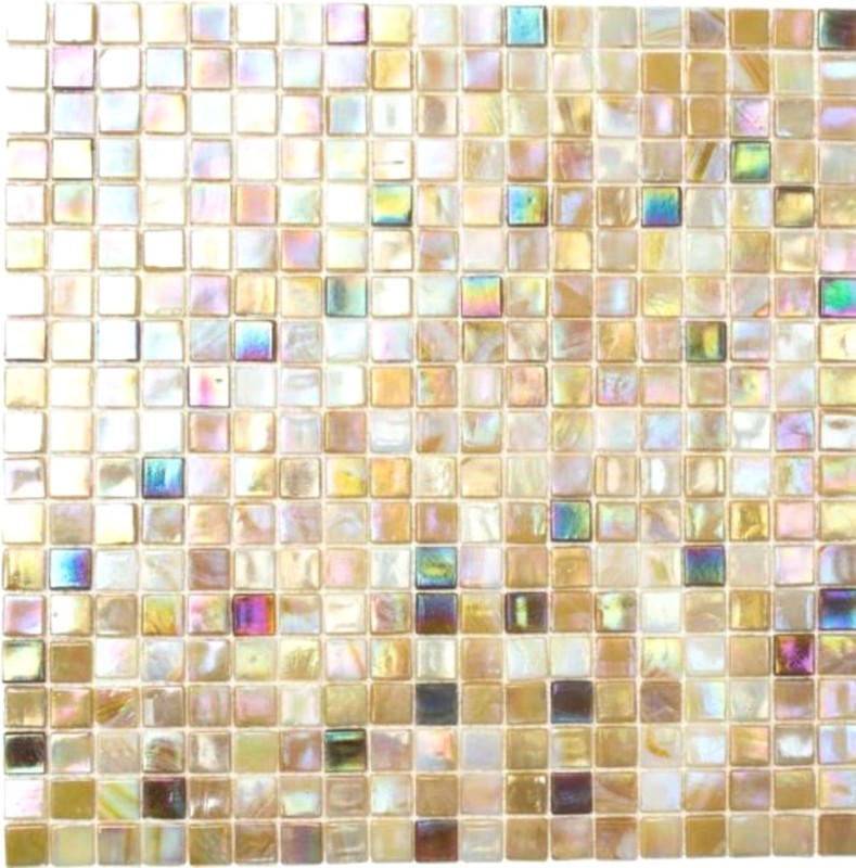 Carreau mosaïque en verre couleur sable Carreaux muraux Carreaux de salle de bain Dos de douche Miroir MOS58-1204_f | 10 Tapis de mosaïque