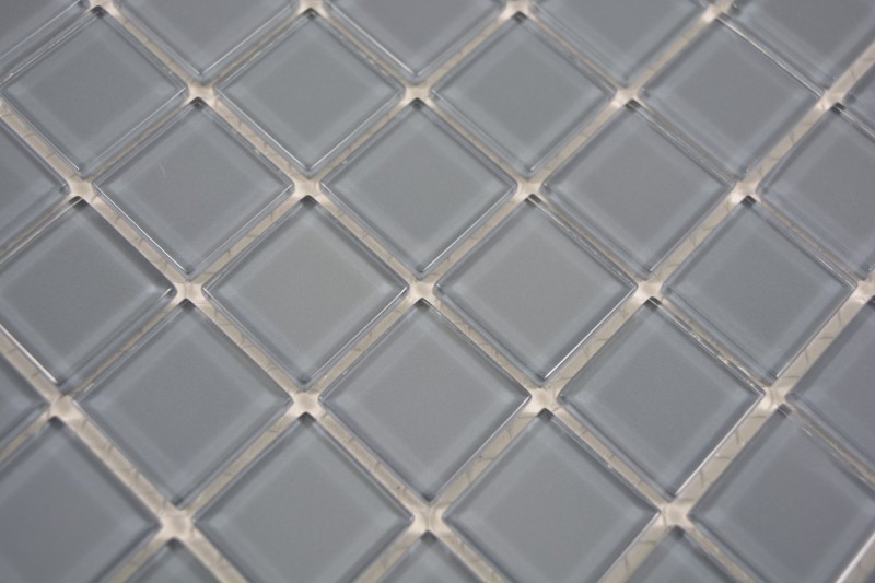 Piastrella di mosaico Mosaico di vetro traslucido Cristallo grigio BAGNO WC Cucina MURO MOS63-0202_f | 10 tappetini di mosaico