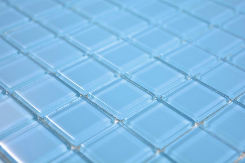 Carreau de mosaïque Translucide Mosaïque de verre Crystal bleu clair SALLE DE BAIN WC CUISINE MUR MOS63-0402_f | 10 Tapis de mosaïque