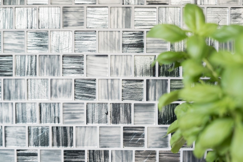 Mosaic tile Glass mosaic Crystal frosted glass black clear frosted MOS68-CF41_f | 10 mosaic mats