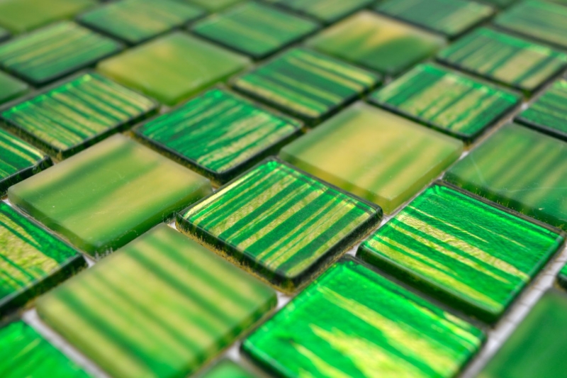 Mosaik Fliese Transluzent Glasmosaik Crystal Milchglas grün klar matt gefrostet MOS68-CF43 10 Matten