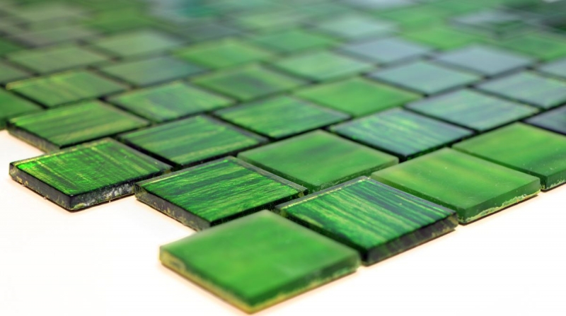 Mosaik Fliese Transluzent Glasmosaik Crystal Milchglas grün klar matt gefrostet MOS68-CF43 10 Matten